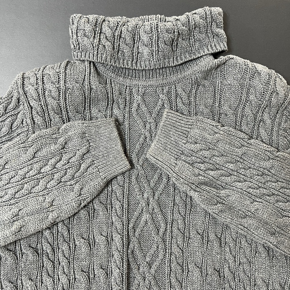 Wainscott Turtleneck Sweater Women's Size M Gray Vintage Preppy Minimalist